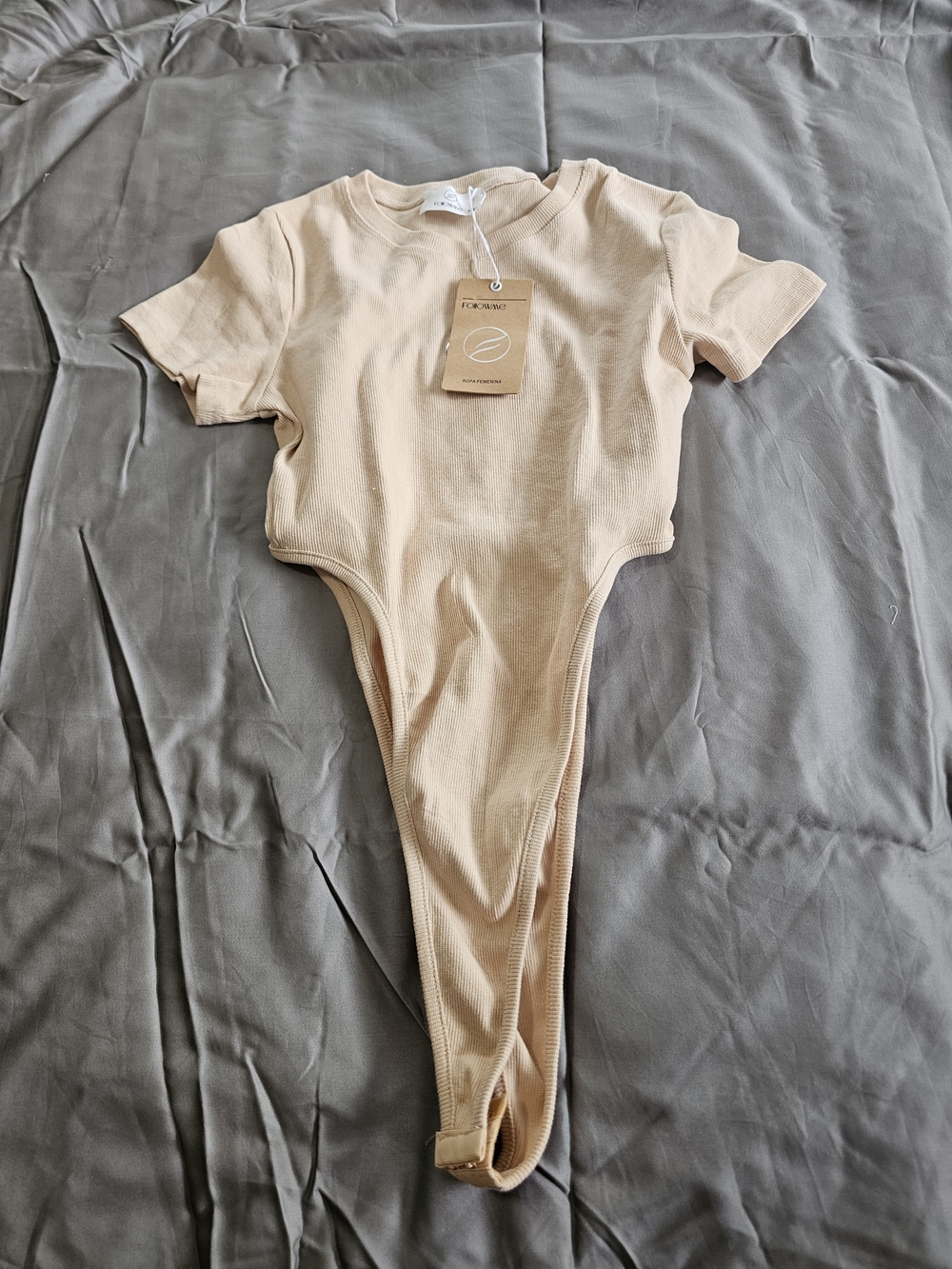 Follow Me Alo Ribbed Cream Body Suit Size L